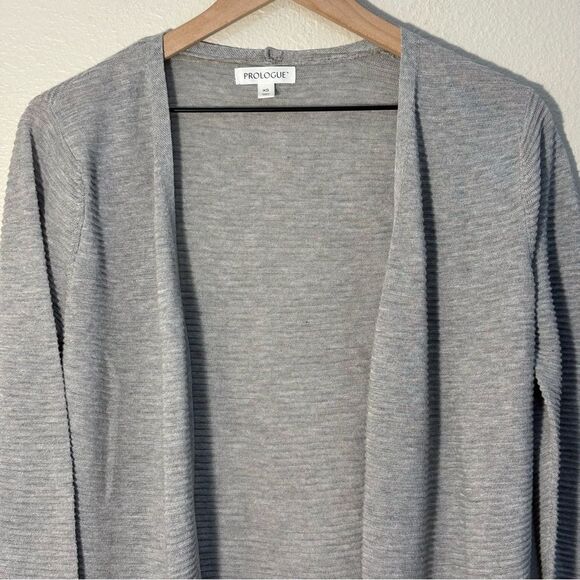 Prologue Longline Open Front Cardigan Women’s XS Soft Gray Textured Knitwear. - Picture 3 of 8